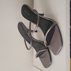 REISS Strap Sandals, Backless Slims, High Heels,  Color Gunmetal, Size 10